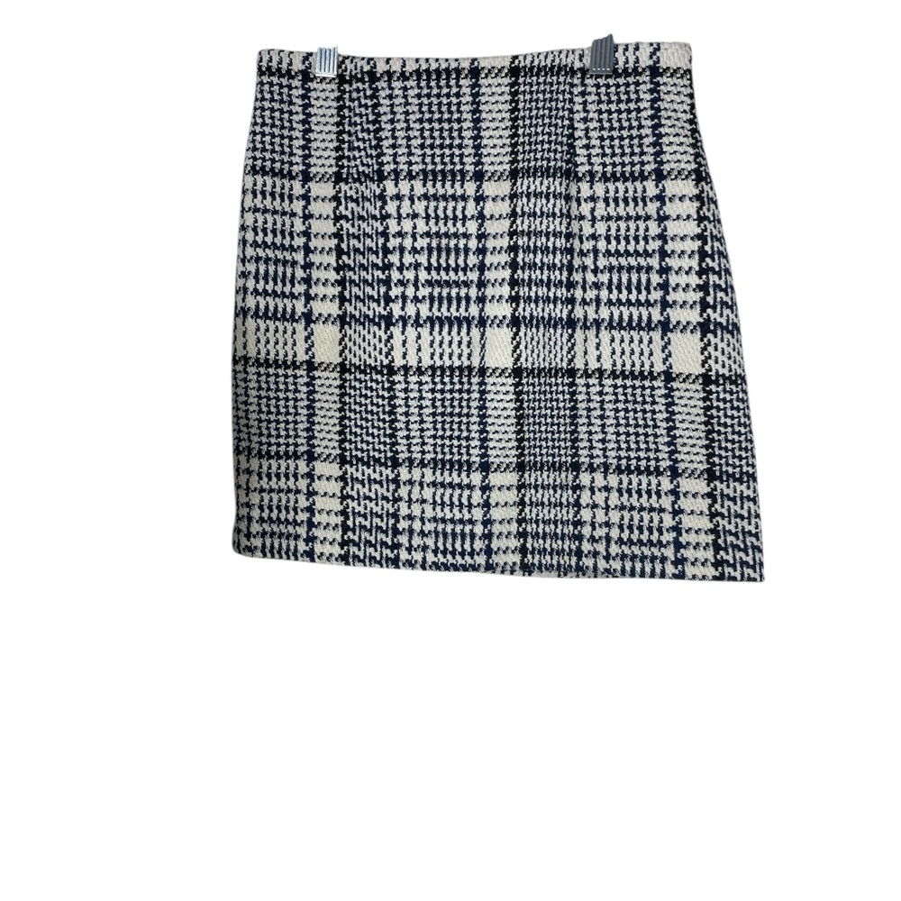 H&M Black/Blue/White Plaid Wool Blend Mini‎ Skirt, Size 4